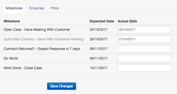 AgileCase Milestone Tracking